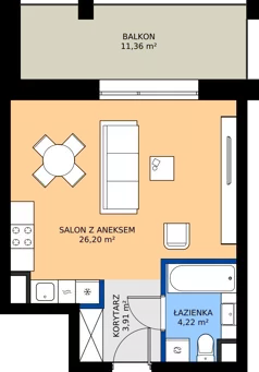 1 pokój, mieszkanie 34,33 m², piętro 2, oferta nr 2.02., Verde Casa, Łódź, Górna, ul. Felszczyńskiego 30
