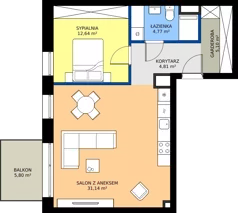 2 pokoje, mieszkanie 58,46 m², piętro 2, oferta nr 2.10., Verde Casa, Łódź, Górna, ul. Felszczyńskiego 30