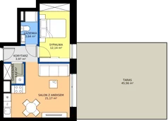 2 pokoje, mieszkanie 43,55 m², parter, oferta nr 0.03, Verde Casa, Łódź, Górna, ul. Felszczyńskiego 30