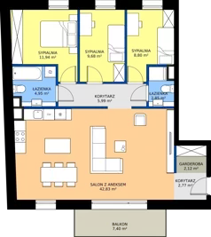 4 pokoje, mieszkanie 91,93 m², piętro 1, oferta nr 1.01., Verde Casa, Łódź, Górna, ul. Felszczyńskiego 30