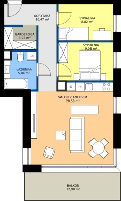 3 pokoje, mieszkanie 65,21 m², piętro 1, oferta nr 1.08., Verde Casa, Łódź, Górna, ul. Felszczyńskiego 30