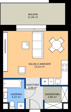 1 pokój, mieszkanie 35,03 m², piętro 1, oferta nr 1.05., Verde Casa, Łódź, Górna, ul. Felszczyńskiego 30