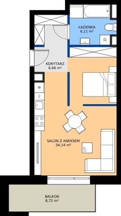 1 pokój, mieszkanie 46,91 m², piętro 1, oferta nr 1.12., Verde Casa, Łódź, Górna, ul. Felszczyńskiego 30