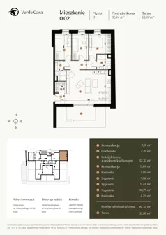 4 pokoje, mieszkanie 81,34 m², parter, oferta nr 0.02, Verde Casa, Łódź, Górna, ul. Felszczyńskiego 30