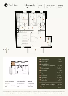 4 pokoje, mieszkanie 92,00 m², piętro 2, oferta nr 2.01., Verde Casa, Łódź, Górna, ul. Felszczyńskiego 30