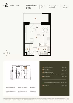 1 pokój, mieszkanie 35,03 m², piętro 2, oferta nr 2.05., Verde Casa, Łódź, Górna, ul. Felszczyńskiego 30