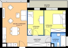 3 pokoje, apartament 57,67 m², piętro 3, oferta nr M30_KOR_52, KOR 52, Warszawa, Włochy, Okęcie, ul. Radarowa 66 