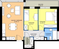 3 pokoje, apartament 59,68 m², piętro 1, oferta nr M07_KOR_52, KOR 52, Warszawa, Włochy, Okęcie, ul. Radarowa 66 