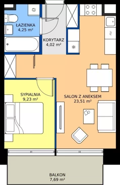 2 pokoje, apartament 41,01 m², piętro 3, oferta nr M32_KOR_52, KOR 52, Warszawa, Włochy, Okęcie, ul. Radarowa 66 