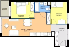 3 pokoje, mieszkanie 59,23 m², piętro 2, oferta nr M28_KOR_52, KOR 52, Warszawa, Włochy, Okęcie, ul. Radarowa 66 