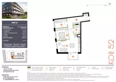 3 pokoje, mieszkanie 54,97 m², piętro 2, oferta nr M26_KOR_52, KOR 52, Warszawa, Włochy, Okęcie, ul. Radarowa 66 