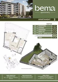 3 pokoje, apartament 58,83 m², parter, oferta nr 2, Apartamenty Bema, Białystok, ul. Gen Józefa Bema 36 
