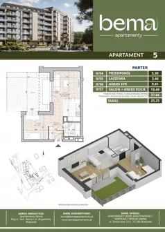 1 pokój, apartament 37,66 m², parter, oferta nr 5, Apartamenty Bema, Białystok, ul. Gen Józefa Bema 36 