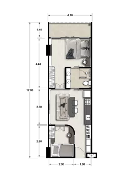2 pokoje, mieszkanie 46,53 m², piętro 1, oferta nr BW117, Ever Prime Residences by Anocha, Karon