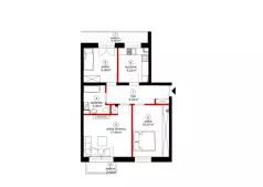 3 pokoje, mieszkanie 63,51 m², piętro 2, oferta nr Lokal 12, Czynu Społecznego 65F, Sulejówek, ul. Czynu Społecznego 65