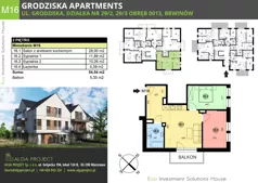 3 pokoje, mieszkanie 54,54 m², piętro 2, oferta nr M16, Grodziska Apartments, Brwinów, ul. Grodziska 43 C