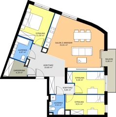 4 pokoje, mieszkanie 90,06 m², piętro 2, oferta nr 8, Apartamenty Pustułeczki, Warszawa, Ursynów, Ursynów, ul Pustułeczki 18 d