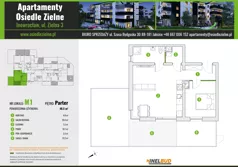 2 pokoje, mieszkanie 48,50 m², parter, oferta nr M01, Osiedle Zielne, Inowrocław, ul. Zielna 3