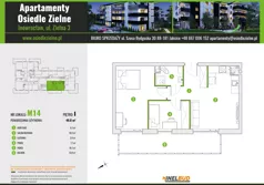 3 pokoje, mieszkanie 49,80 m², piętro 1, oferta nr M14, Osiedle Zielne, Inowrocław, ul. Zielna 3