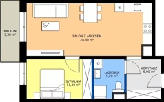 2 pokoje, apartament 51,10 m², piętro 2, oferta nr B15, Rezydencja Caro, Gliwice, Śródmieście, ul. Dolnych Wałów