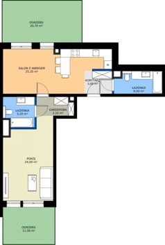 2 pokoje, apartament 65,50 m², piętro 1, oferta nr B05, Rezydencja Caro, Gliwice, Śródmieście, ul. Dolnych Wałów