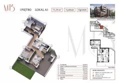 3 pokoje, mieszkanie 71,29 m², piętro 1, oferta nr A1, Moniuszki 13, Gliwice, Śródmieście, ul. Moniuszki 13