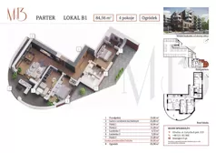 4 pokoje, mieszkanie 84,56 m², parter, oferta nr B1, Moniuszki 13, Gliwice, Śródmieście, ul. Moniuszki 13