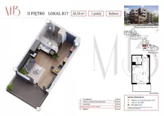 1 pokój, mieszkanie 28,39 m², piętro 2, oferta nr B17, Moniuszki 13, Gliwice, Śródmieście, ul. Moniuszki 13