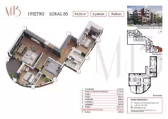 4 pokoje, mieszkanie 94,56 m², piętro 1, oferta nr B5, Moniuszki 13, Gliwice, Śródmieście, ul. Moniuszki 13