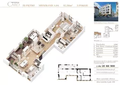 3 pokoje, mieszkanie 85,30 m², piętro 3, oferta nr A04, Rezydencja Caro, Gliwice, Śródmieście, ul. Dolnych Wałów