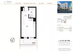 1 pokój, mieszkanie 26,60 m², piętro 1, oferta nr B02, Rezydencja Caro, Gliwice, Śródmieście, ul. Dolnych Wałów