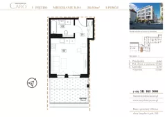 1 pokój, mieszkanie 26,60 m², piętro 1, oferta nr B04, Rezydencja Caro, Gliwice, Śródmieście, ul. Dolnych Wałów