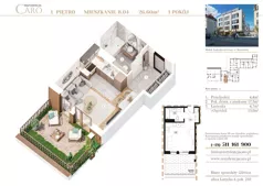 1 pokój, mieszkanie 26,60 m², piętro 1, oferta nr B04, Rezydencja Caro, Gliwice, Śródmieście, ul. Dolnych Wałów
