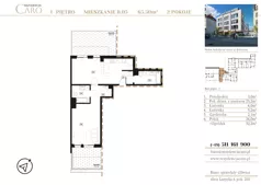 2 pokoje, mieszkanie 65,50 m², piętro 1, oferta nr B05, Rezydencja Caro, Gliwice, Śródmieście, ul. Dolnych Wałów