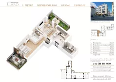 2 pokoje, mieszkanie 65,50 m², piętro 1, oferta nr B05, Rezydencja Caro, Gliwice, Śródmieście, ul. Dolnych Wałów