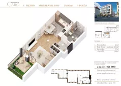 1 pokój, mieszkanie 38,90 m², piętro 1, oferta nr B06, Rezydencja Caro, Gliwice, Śródmieście, ul. Dolnych Wałów