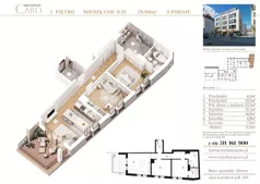 3 pokoje, mieszkanie 79,80 m², piętro 1, oferta nr B12, Rezydencja Caro, Gliwice, Śródmieście, ul. Dolnych Wałów