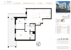3 pokoje, mieszkanie 77,20 m², piętro 2, oferta nr B14, Rezydencja Caro, Gliwice, Śródmieście, ul. Dolnych Wałów