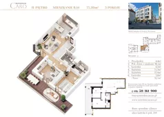 3 pokoje, mieszkanie 77,20 m², piętro 2, oferta nr B14, Rezydencja Caro, Gliwice, Śródmieście, ul. Dolnych Wałów