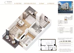 2 pokoje, mieszkanie 51,10 m², piętro 2, oferta nr B15, Rezydencja Caro, Gliwice, Śródmieście, ul. Dolnych Wałów