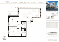 3 pokoje, mieszkanie 77,20 m², piętro 3, oferta nr B22, Rezydencja Caro, Gliwice, Śródmieście, ul. Dolnych Wałów