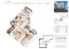 3 pokoje, mieszkanie 77,20 m², piętro 3, oferta nr B22, Rezydencja Caro, Gliwice, Śródmieście, ul. Dolnych Wałów