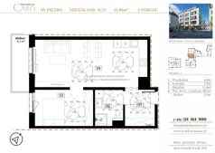 2 pokoje, apartament 51,10 m², piętro 3, oferta nr B23, Rezydencja Caro, Gliwice, Śródmieście, ul. Dolnych Wałów