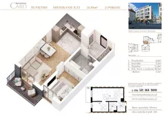 2 pokoje, apartament 51,10 m², piętro 3, oferta nr B23, Rezydencja Caro, Gliwice, Śródmieście, ul. Dolnych Wałów