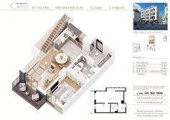3 pokoje, mieszkanie 77,30 m², piętro 4, oferta nr B28, Rezydencja Caro, Gliwice, Śródmieście, ul. Dolnych Wałów