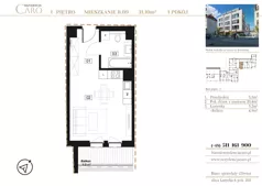 1 pokój, apartament 31,10 m², piętro 1, oferta nr B09, Rezydencja Caro, Gliwice, Śródmieście, ul. Dolnych Wałów