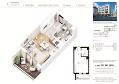 1 pokój, apartament 31,10 m², piętro 1, oferta nr B09, Rezydencja Caro, Gliwice, Śródmieście, ul. Dolnych Wałów