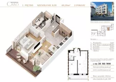 2 pokoje, apartament 40,50 m², piętro 1, oferta nr B10, Rezydencja Caro, Gliwice, Śródmieście, ul. Dolnych Wałów