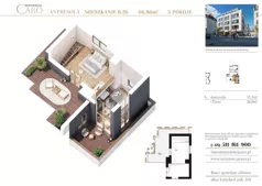 3 pokoje, apartament 66,80 m², piętro 4, oferta nr B26, Rezydencja Caro, Gliwice, Śródmieście, ul. Dolnych Wałów