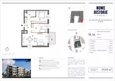 3 pokoje, mieszkanie 59,05 m², piętro 1, oferta nr M16, Nowe Historie, Lublin, Kośminek, ul. Wolskiej